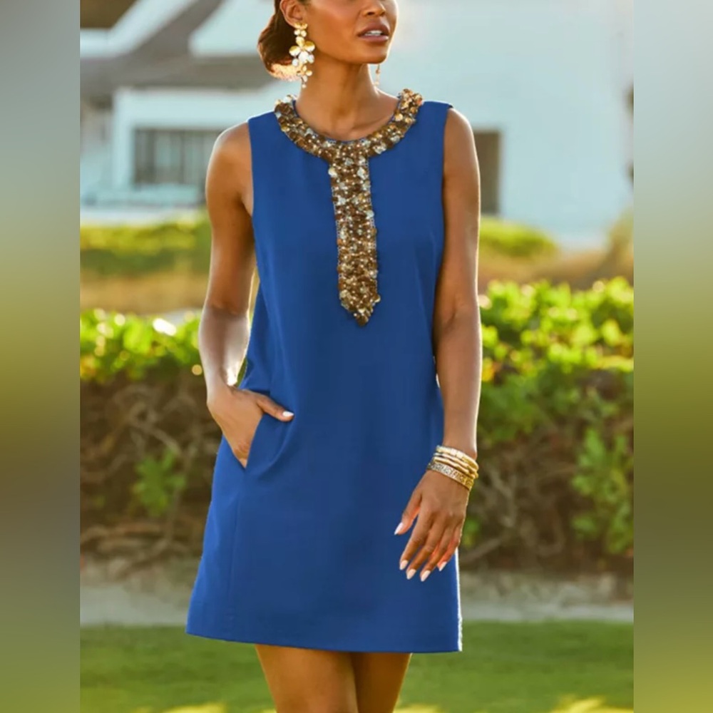 Lilly Pulitzer Edita Embellished Stretch Shift Dress